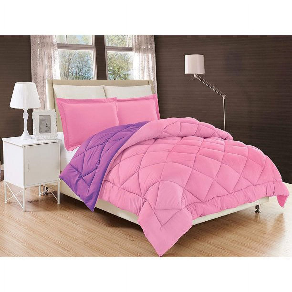 Goose Down Alternative 3pc Comforter Set-King/Cal King, Pink/Purple