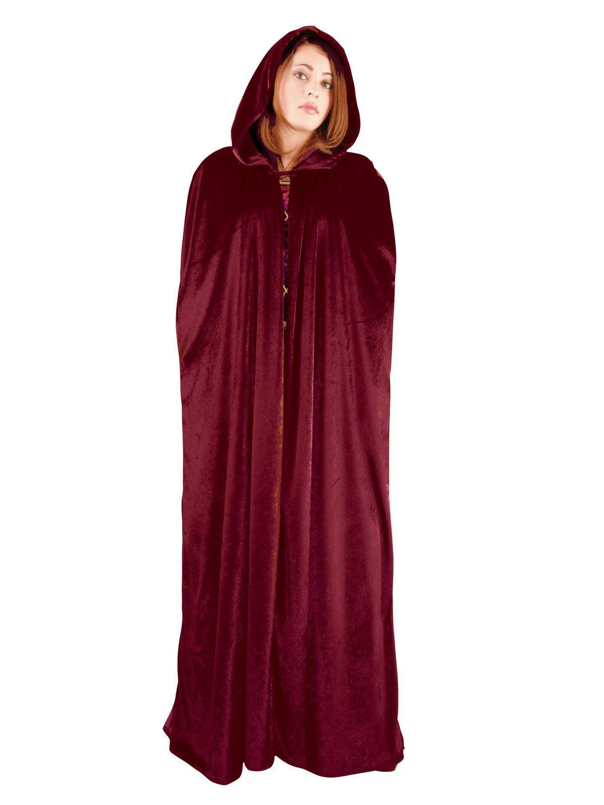 red hooded cloak with sleeves