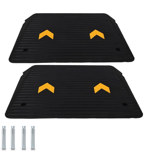 Garderth Rubber Threshold Ramp,4" Rise Portable Wheelchair Ramp,33069LBS Capacity Rubber Curb Ramp With Channel Cord Cover,All-Weather Non-Slip Surface For Doorways Steps Cars & Pets