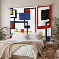 thumbnail image 3 of Red Blue Black, Tapestry for Bedroom Wall Hanging Tapestry, Geometric Yellow Abstract Middle Century Ceiling Backdrop Tapestries Poster Blanket Wall Decor for Teens Room Living Room Dorm 59" x 90", 3 of 8
