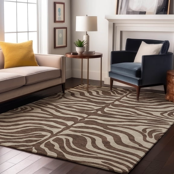 Addison Rugs Mayfield Premium Machine Washable Transitional Animal Print Brown Rectangle Rug, 8' x 10'