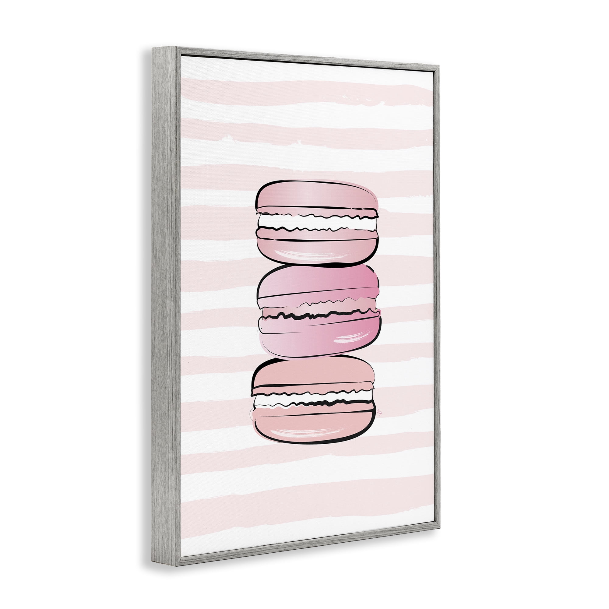 Stupell Industries Blush Pink Macarons Food & Beverage Painting Gray Framed Art Print Wall Art, 12 x 18