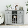 Homfa Gray Bar Sideboard with Wine Rack & Storage