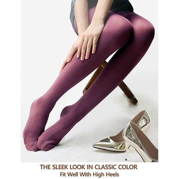 AIMTYD 80D Opaque Tights For Women - 80 Denier Pantyhose Solid Footed  Tights [Pack of 2] Wine - Opaque & Stretchy Large-X-Large