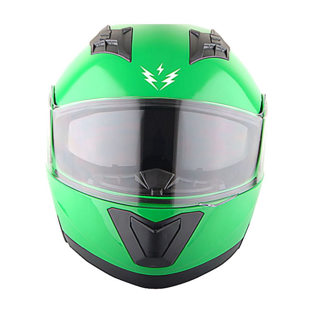 1Storm New Motorcycle Bike Modular Full Face Helmet NOLED901 Dual Visor Sun Shield: Glossy Green