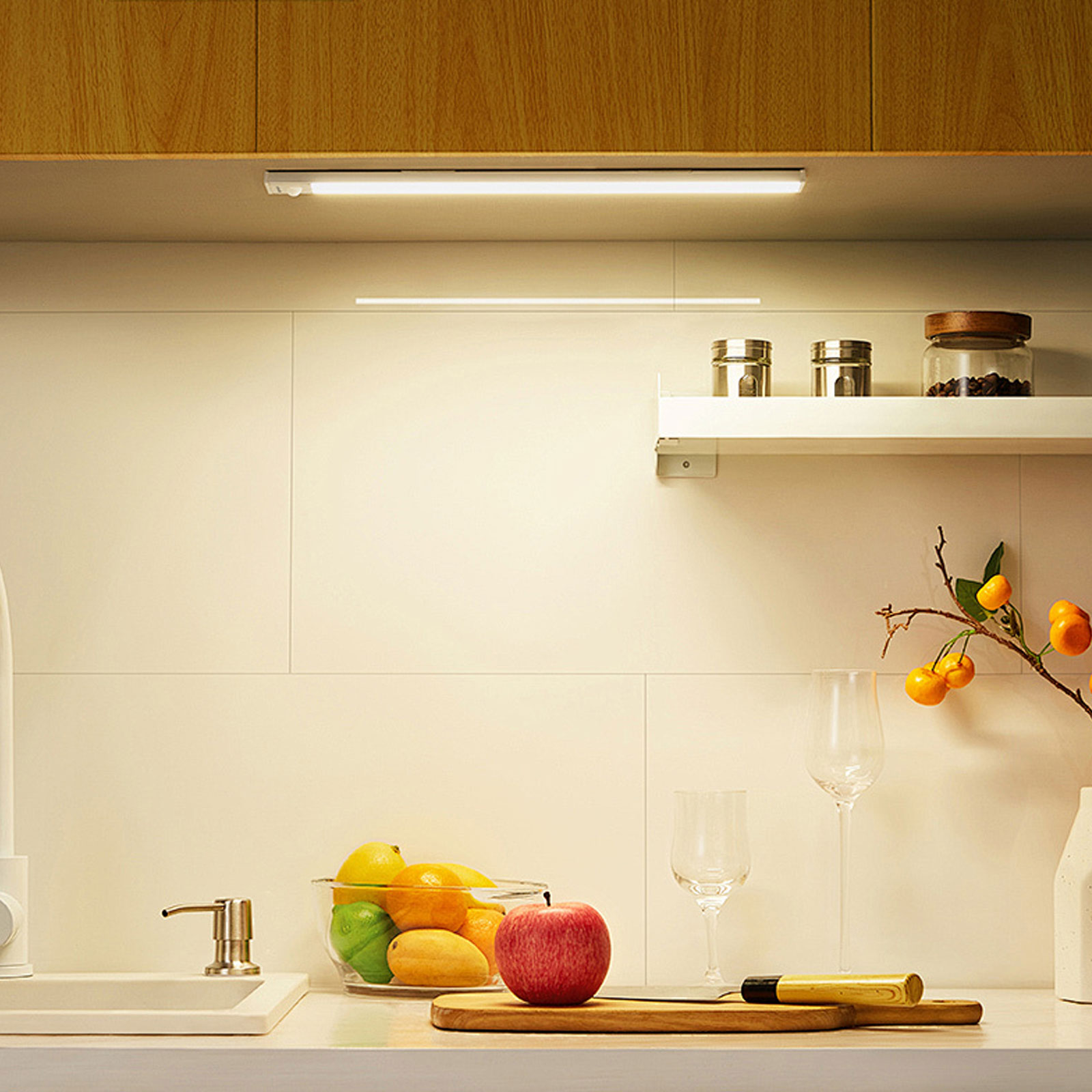 HMCITY  Under Cabinet Lights,LED Rechargeable Battery Operated Motion Sensor Light Indoor, 2 Pack Magnetic Dimmable Closet Lights, Wireless Under Counter Lights for Kitchen, Stairs