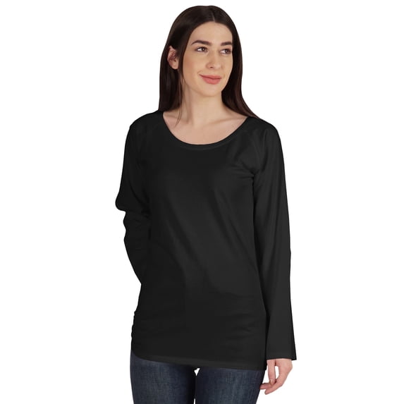 Inkmeso Solid Raglan Full Sleeve T-shirt For Women Scoop Neck Baseball Tee Casual Tops