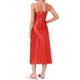 thumbnail image 3 of INSPIRE CHIC Women's Elegent Satin Nightgown Spaghetti Halter Midi Dress Silky Lightweight Tassel at the Bust Evening Dress M Red, 3 of 6