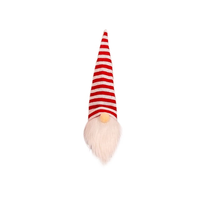 Bearachild Cubierta de botella de vino de felpa de Navidad sin rostro anciano tejido manga rayas sombrero de comedor decoraciones gnomos Toppers Kits de decoración para fiestas raya blanca roja Bearachild HA068077-03