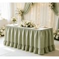 thumbnail image 3 of Light Green Checkered Ruffled Table Skirt, Detachable Wrap‑Around Table Curtain With Fastener Tape, Under‑Table Concealment Cover For Wedding Banquet, Buffet, Party, Podium Decoration (Light Green), 3 of 6