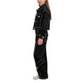 thumbnail image 4 of ATOGUTA Teen Girl Outfits Long Sleeve Jacket and Wide Leg Denim Pants Girls Clothing Sets 2PC Summer Outfits Size 3T-13, Black, 4 of 7