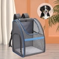thumbnail image 4 of Pet Carrier Backpack, Foldable Pet Carrier Breathable Cat Backpack Carrier Bag with Mesh Window for Cat Puppy Rabbit Small Dogs Travel Camping Hiking Gray+Blue, 4 of 8