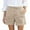 Khaki, variant on Women's Cotton Linen Blend Stretchy Shorts with Side Pockets, Slim Fit Button-Fly Design - No Zipper Soft Summer Casual Shorts for Outdoor & Daily Wear,Camel L