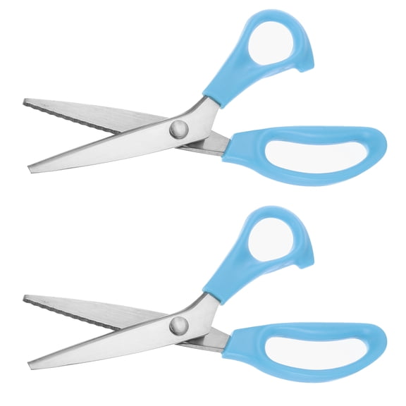 Uxcell 2pcs Sewing Scissors Serrated Tailor Scissors Stainless Steel Shears for Fabric Cutting Embroidery Sewing Handcraft DIY Tool Blue