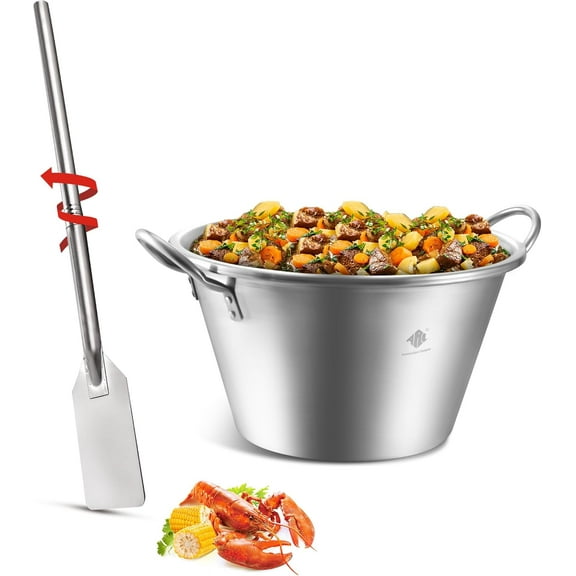 ARC Stainless Steel 21 Inches Heavy Duty Mexican Cazo Para Carnitas with 48" Large Spoon,41QT Large Outdoor Wok Great for Carnitas and Braising