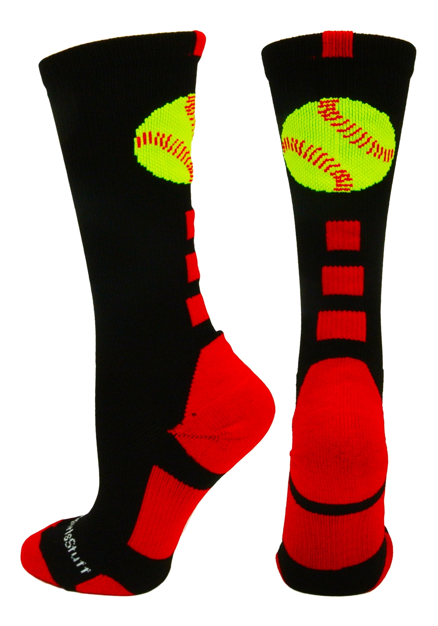 MadSportsStuff madsportsstuff softball logo crew socks (black/red