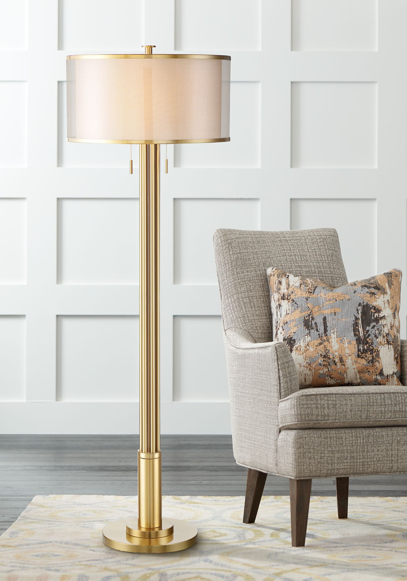 Possini Euro Design Granview Tall Floor Lamp With Double Shade