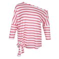 thumbnail image 1 of Camiseta de rayas cruzadas con hombros oblicuos casuales para mujer con manga de murciélago S rojo Sunnimix  Blusas con hombros descubiertos, 1 of 8