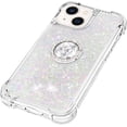 thumbnail image 6 of Glitter Clear Sparkly Bling Case for Apple iPhone 15, Flowing Liquid Quicksand Cover with Diamond Ring Holder Case for iPhone 15  Colorful, 6 of 13