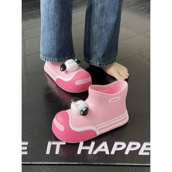 Botas de lluvia EVA para niños y mujeres, botas divertidas de dibujos animados para las cuatro estaciones, botas cortas de suela gruesa para niñas