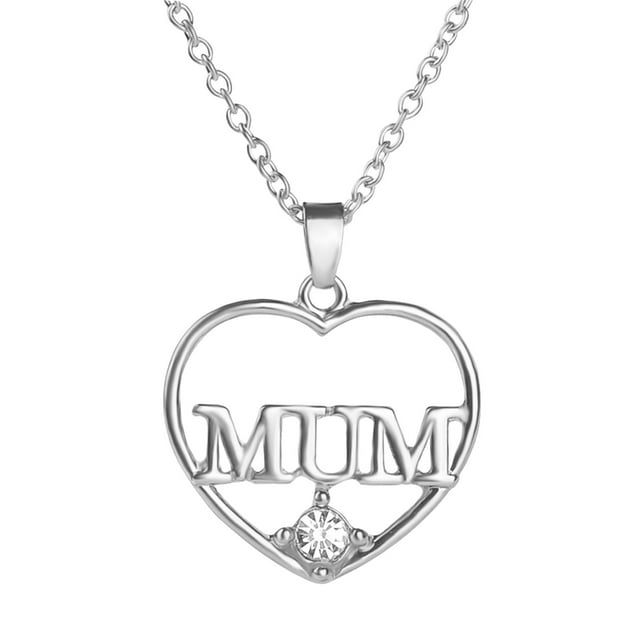 SIfdSeng Mother's Day Gift Mum Openwork Diamond Heart Necklace Accessories