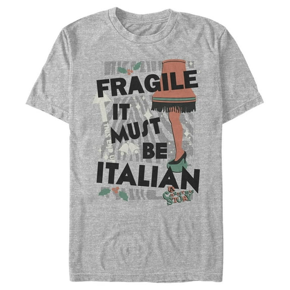 Men's A Christmas Story Fragile It Must Be Italian  Graphic Tee Athletic Heather Medium