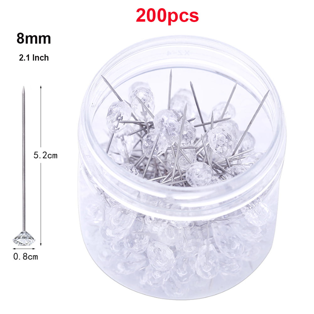 200pcs Corsage Boutonniere Pins 2 inch Bouquet Flower Floral Diamond  Rhinestones Pins Crystal Head Clear Straight Pins for Wedding Bridal Hair  Accessories Jewelry Decoration DIY Craft Sewing 
