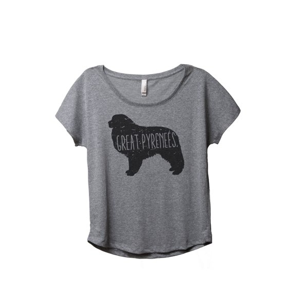 Thread Tank Great Pyrenees Dog Silhouette Women's Relaxed Slouchy Dolman T-Shirt Tee Heather Grey Small