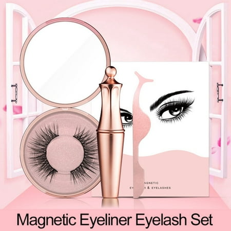 Magnetic Eyelashes with Eyeliner, Magnetic Eyeliner and Lashes, 3D Waterproof Liquid Magnetic Eyelashes Kit with Mirror and Tweezers Inside, Best Magnetic Eyelash Kit for Beautiful