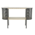 thumbnail image 6 of DecMode 48" x 32" Light Brown Wooden Oval Two-Toned Console Table with Mesh Side Panels and Brown Wood Tabletop, 1-Piece, 6 of 9