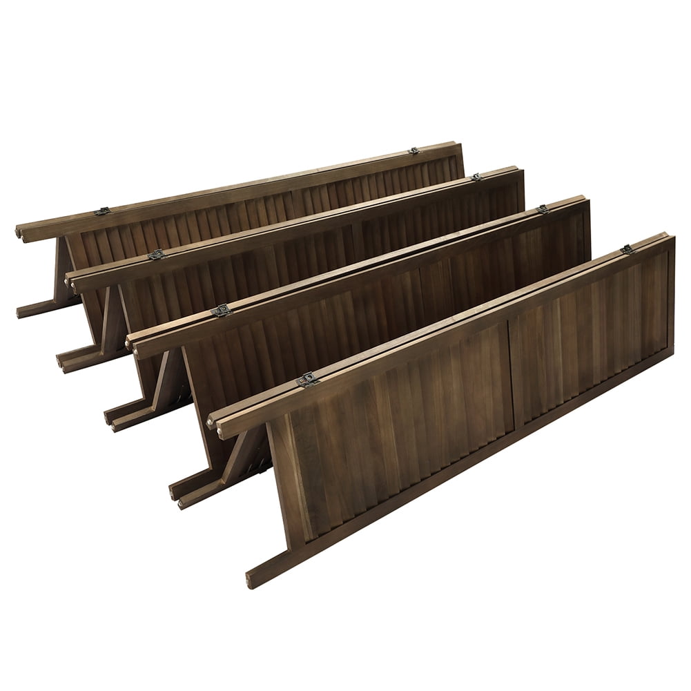 Kadyn 8 Panel Solid Wood Wall Divider for Living Room, Foldable Privacy Screen with Non-slip Feet, Home Office Freestanding Room Divider for Study, Brown