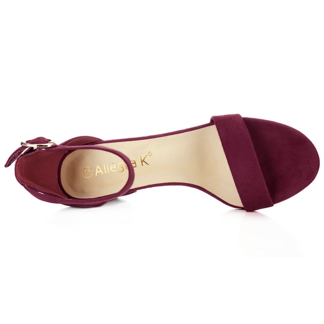 DARING DIVA Women's Open Toe Block Heel Ankle Strap Sandals Burgundy 7.5