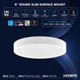 thumbnail image 7 of LUXRITE 5 In. LED Flush Mount Light, Surface Mount, 5CCT, 820LM, CRI90, 110 Beam, 10W, Dimmable, Wet Rated & UL Listed, 7 of 7