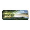 thumbnail image 1 of Landscape Computer Mouse Pad, Fishing Pier by River in the Morning Clouds and Trees Nature Image, Rectangle Non-Slip Rubber Mousepad Large, 31" x 12" Gaming Size, Green Blue White, by Ambesonne, 1 of 2