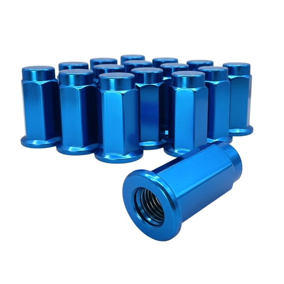 16 Blue 10x1.25 Flat Base Lug Nut Set - 14mm Hex - 1.25 Inch Tall - Fits Many ATV UTV Kodiak, Banshee, Raptor, Honda, Yamaha, Suzuki ATV UTV Wheels