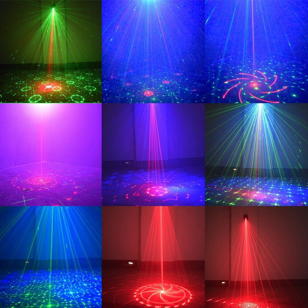 LNKOO 128 Pattern RGB Portable Led Stage Laser Light DJ KTV Projector Party Disco Lamp Stage Laser Light Mini Flash Built-in battery usb charging Strobe Light for Stage Lighting Christmas Parties