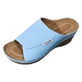 thumbnail image 6 of Rokment Womens Orthopedic High Heels Dressy Sandals Comfortable Arch Support Wedge Heeled Slip on Fashion Casual Leather Open Toe Platform Wedge Walking Dress Slides Summer Shoes Sky Blue Size 6.5, 6 of 7