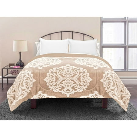 East End Living Jacquard Chenille Bedding Comforter, Full/Queen, Damask Tan