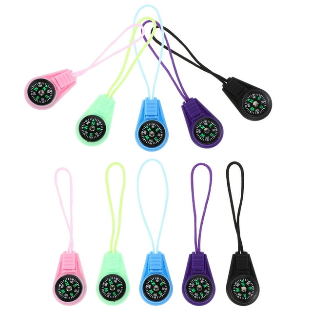 PTOOTP 10 Pcs Petite Boussole Portable avec Lanière Plastique Léger pour Randonnée en Plein Air Navigation