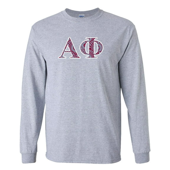 Alpha Phi Long Sleeve T-shirt Greek Letter Design – Sports Gray