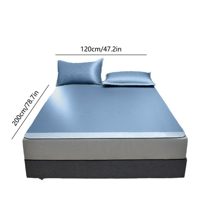 Summer Sleeping Mat Ice Silk Cool Mat for Naked Sleeping 120 cm x 200 cm Machine Washable Folding Mattress Cover Soft Breathable Polyester Mat