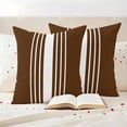 thumbnail image 3 of Brown White Stripe Outdoor Waterproof Pillow Covers, Modern Rustic Vertical Striped Decorative Square Throw Pillowcase Sofa Cushion Sham for Patio/Couch/Chair, 24"x24" 2 Pack, 3 of 8