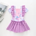 thumbnail image 3 of Girls One-Piece Mermaid Swimsuit Short Sleeve Swimwear Bathing Suit, Size 3-9Y, 3 of 6