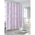 thumbnail image 3 of Boanket Polyester Fabric Pink Blue Floral Shower Curtain, Vintage Pastoral Botanical Leaves Waterproof Bathtub Curtain Bathroom Decor Set with Hooks 66 x 72 Inches,, 3 of 6