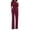 Wine, variant on AOOCHASLIY Fall Clearance Pants Women's Fashion Solid Off Shoulder Short Sleeve with Belt Slim Jumpsuit