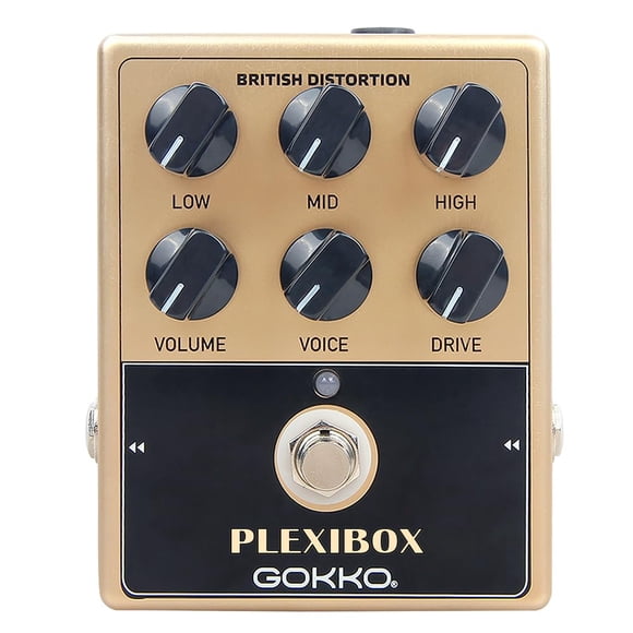 GOKKO AMPLI PEDAL PLEXIBOX GK-36 - All - Analog British Sound Guitar Effects Pedal - Emulates Marshall Amps with 6 - Control Tone