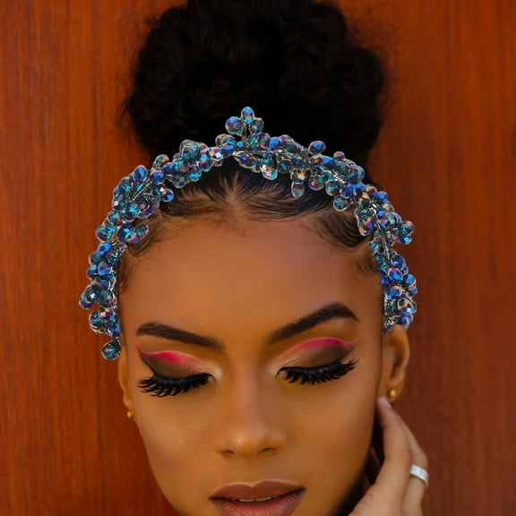 OUNONA Wedding Headpiece Dark Blue Plastic Intricate Detailing Bridal Accessory