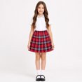 thumbnail image 3 of Uniform Skirts for Girls Toddler Skirts Elastic Plaid Pleated Skirt Athlecic Waistband Built in Shorts Red,7-8 Years, 3 of 9
