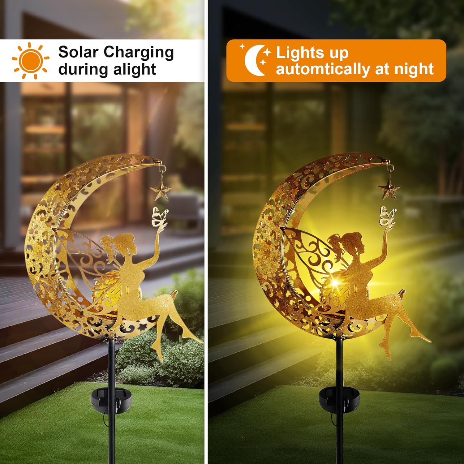Qoosea Fairy Moon Solar Garden Light Stake photo 8