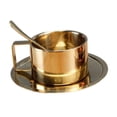 thumbnail image 1 of Tazas de café Isotérmicas Sunnimix con Plato y Cuchara de Acero inoxidable 200ml dorado, 1 of 8